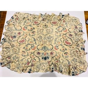 Ralph Lauren Provence Ruffled Standard Pillow Shams Cotton/Linen- Set of 2